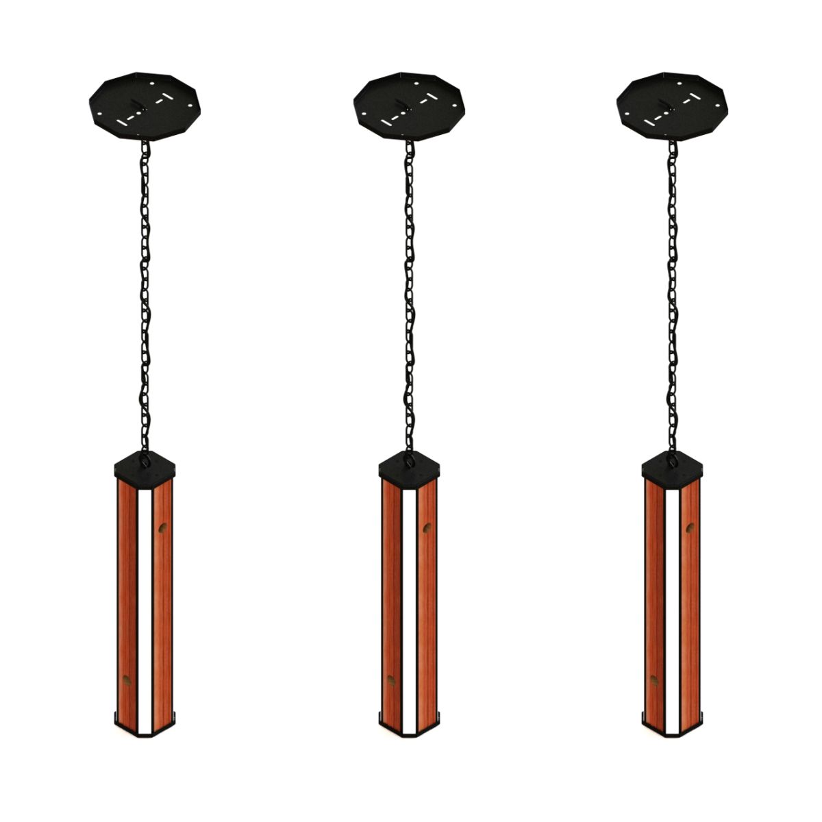 Pendente Led Esmeralda de Madeira Canto 36w 4000lm Corrente
