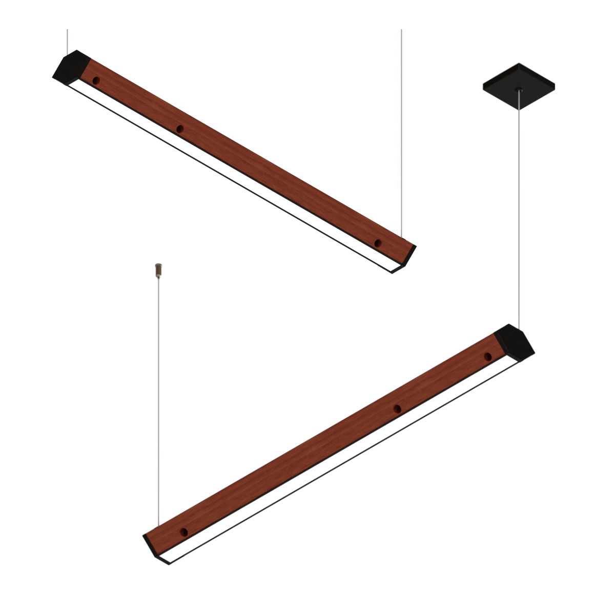 Pendente Led Minnesota 72w 8000lm Bivolt Madeira com 2 Focos