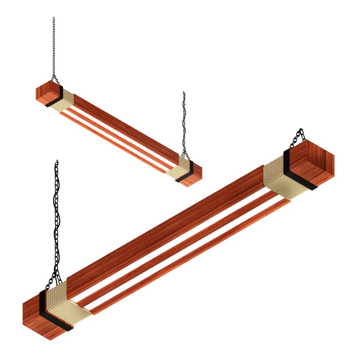 Pendente Led Pégaso 36w 4000lm Bivolt Madeira Maciça Corrente