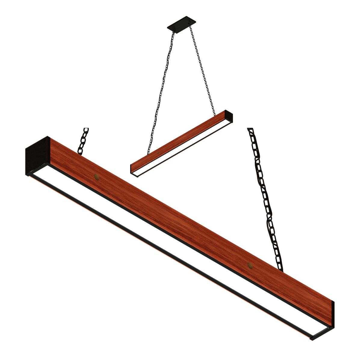 Pendente Led Safira 36w 4000lm Madeira Maciça Corrente