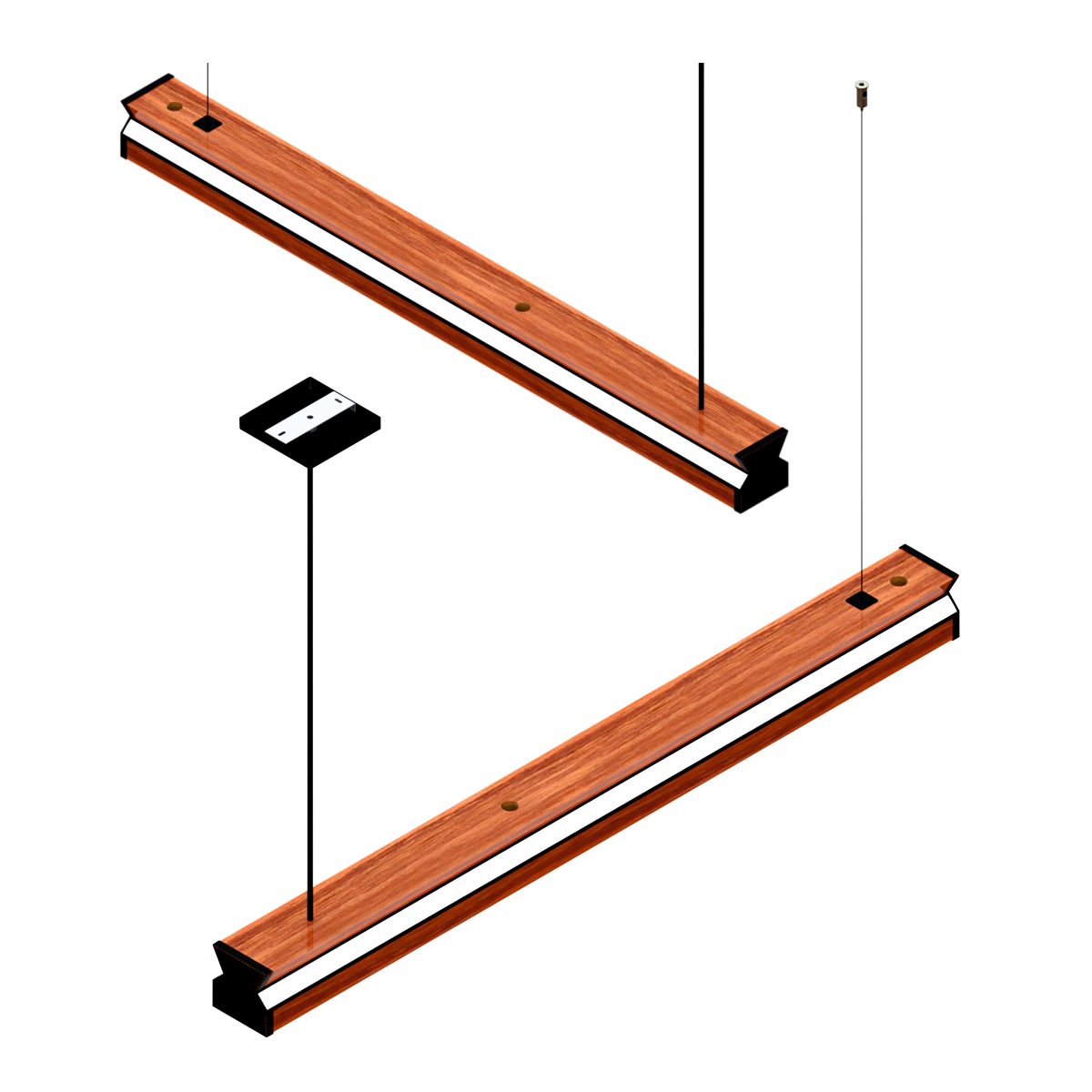 Pendente Led Turquesa 36w 4000lm Bivolt - Design em Madeira