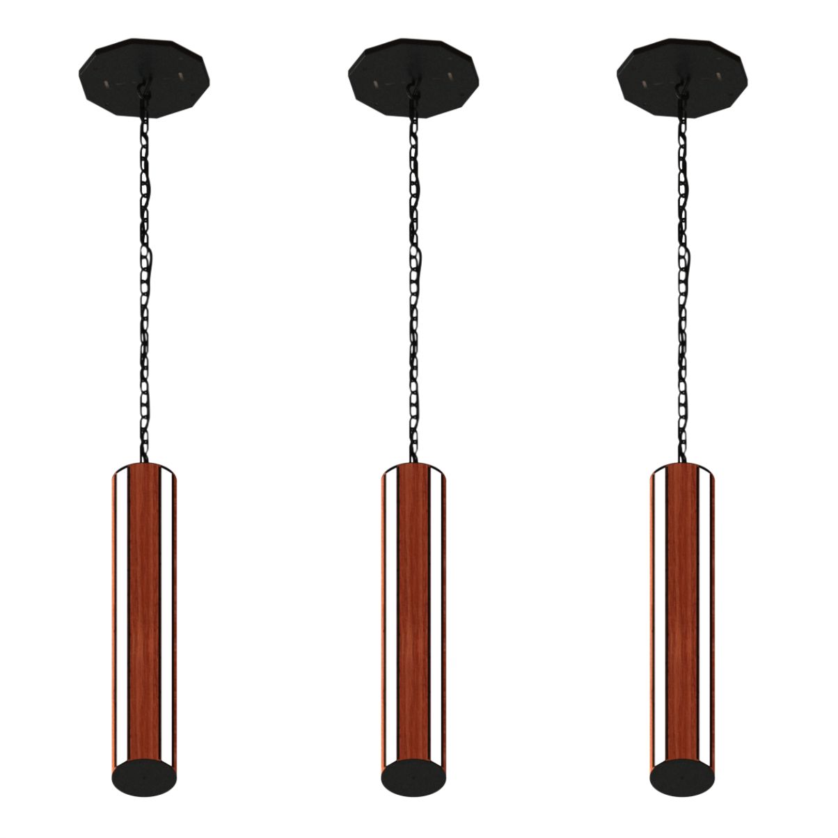Pendente Led Vertical Michigan 36w 4000lm Madeira Corrente
