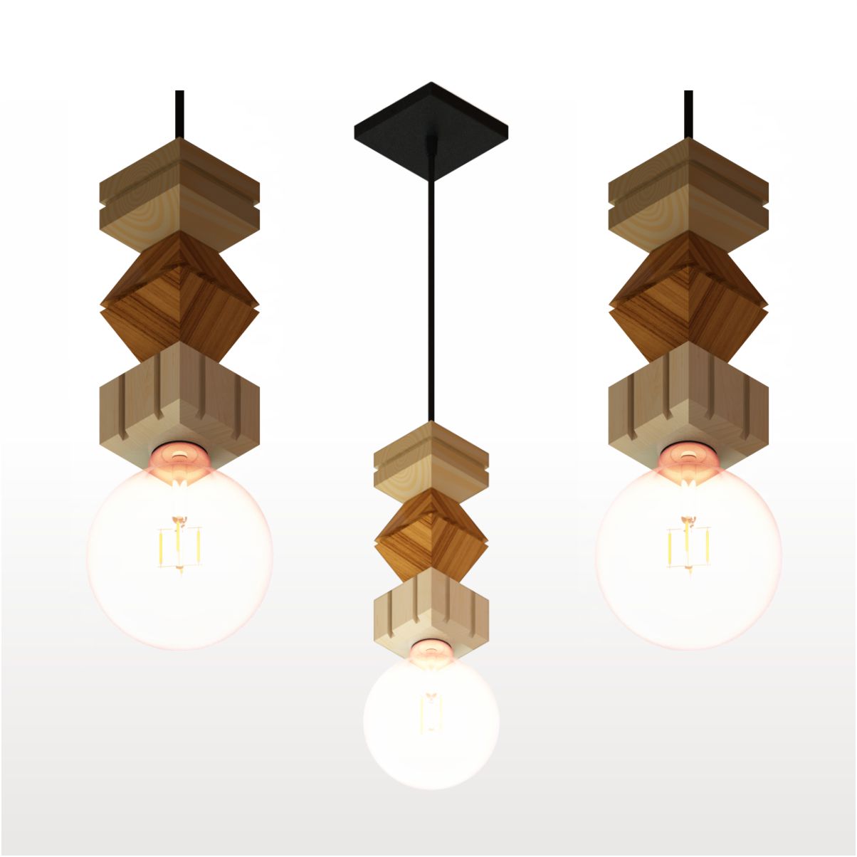 Pendente Vertical Led Antares - Madeira Maciça, Soquete E27