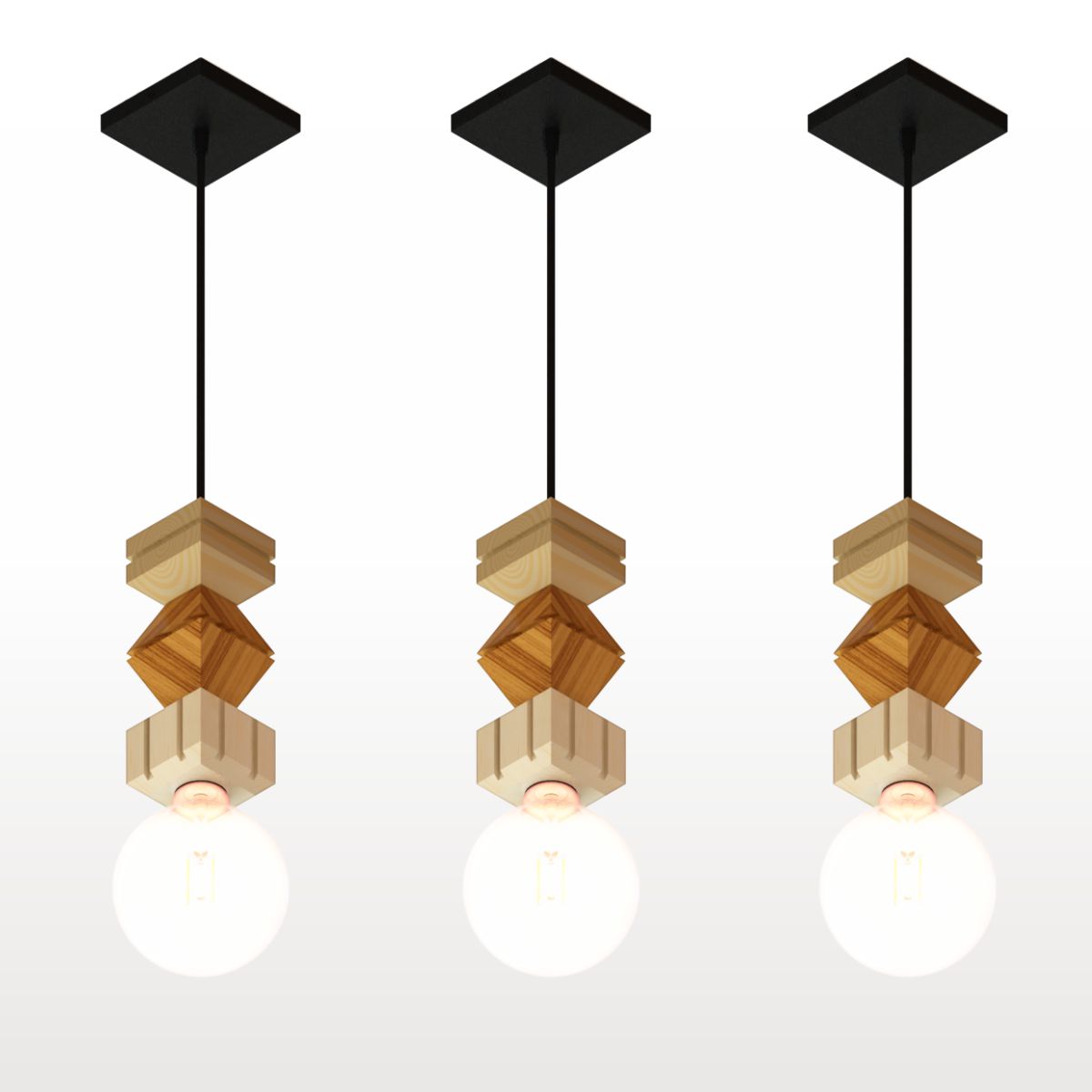 Pendente Vertical Led Antares - Madeira Maciça, Soquete E27