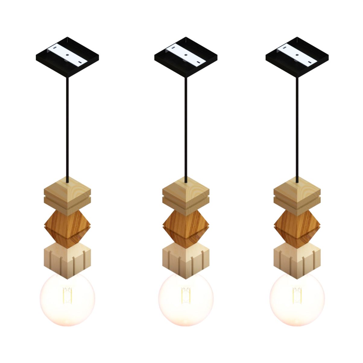 Pendente Vertical Led Antares - Madeira Maciça, Soquete E27