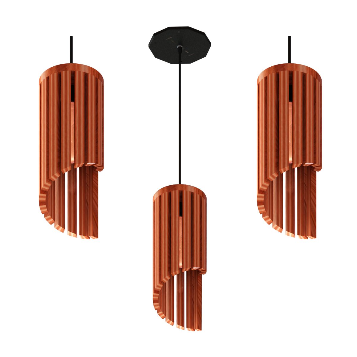 Pendente Vertical Madeira Florida com Cabo Pp e Soquete E27