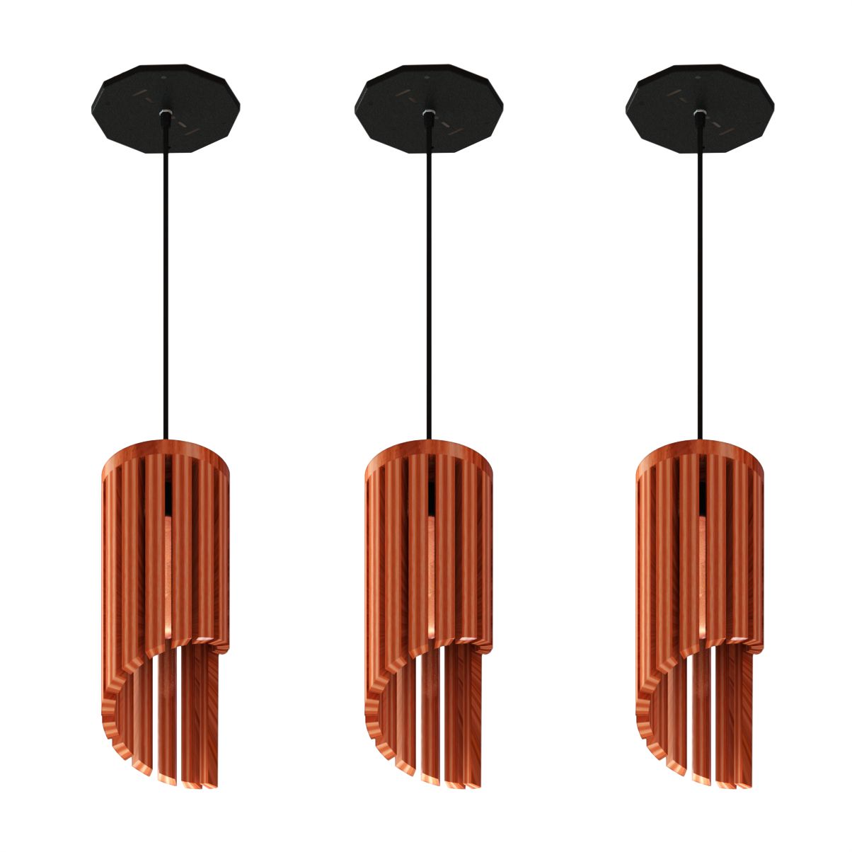 Pendente Vertical Madeira Florida com Cabo Pp e Soquete E27