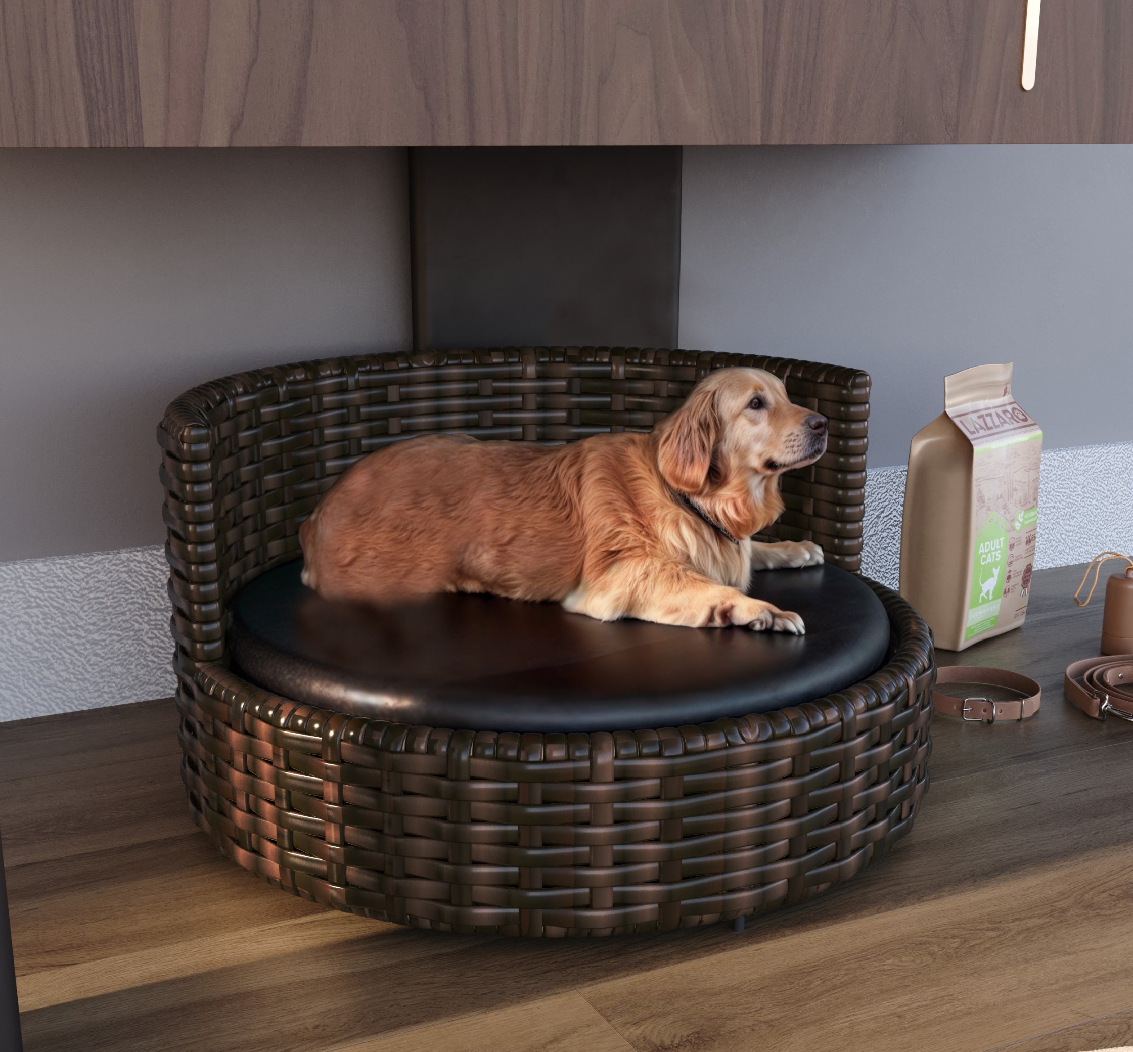 Sofá Caminha Pets Comfort Redonda Estofamento Impermeável - Junco Argila Mesclado