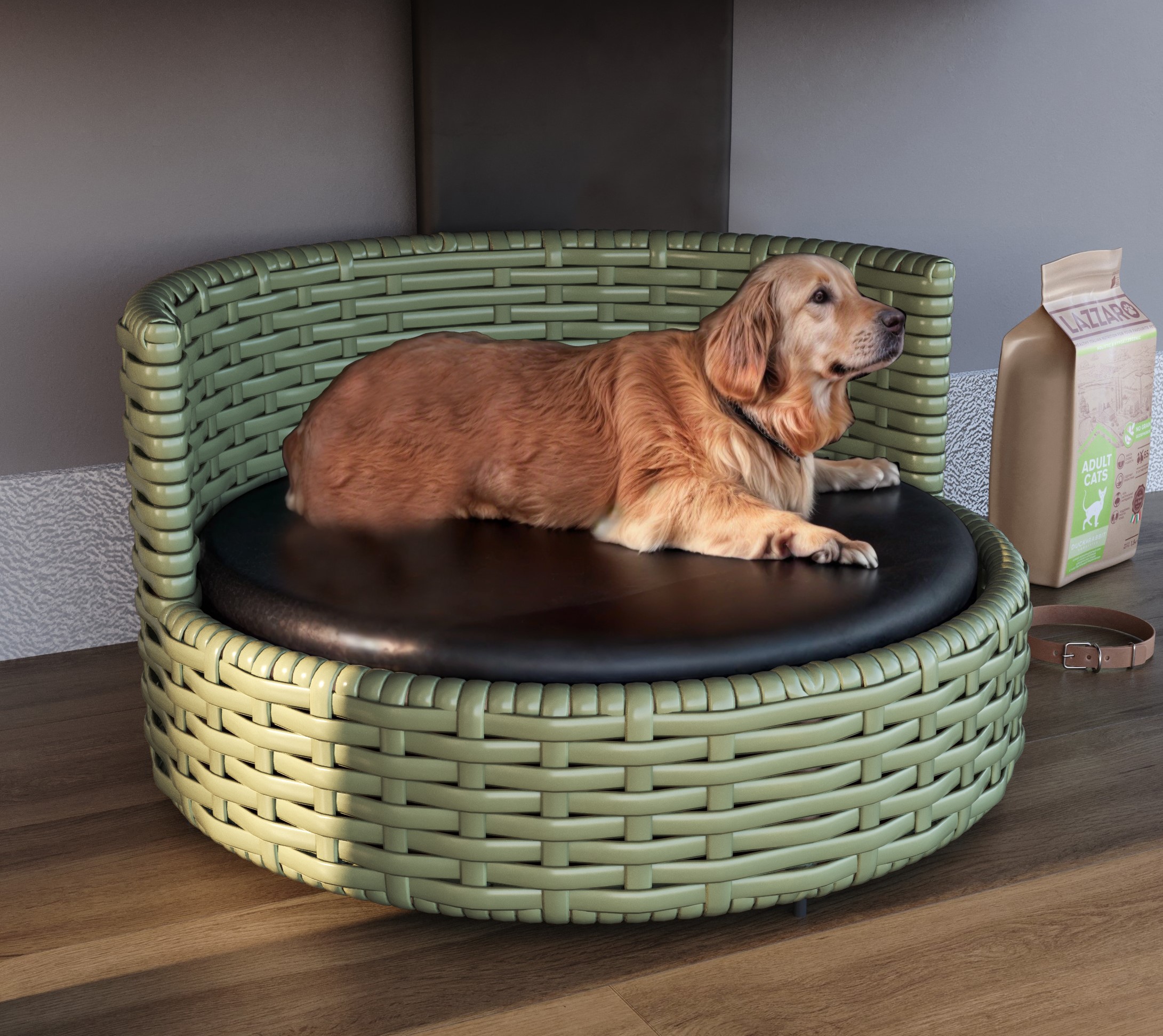Sofá Caminha Pets Comfort Redonda Estofamento Impermeável - Junco Verde Militar