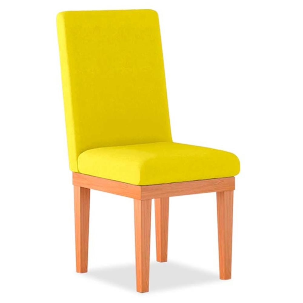 Cadeira de Jantar Alice Suede Amarelo Madeira Estofados
