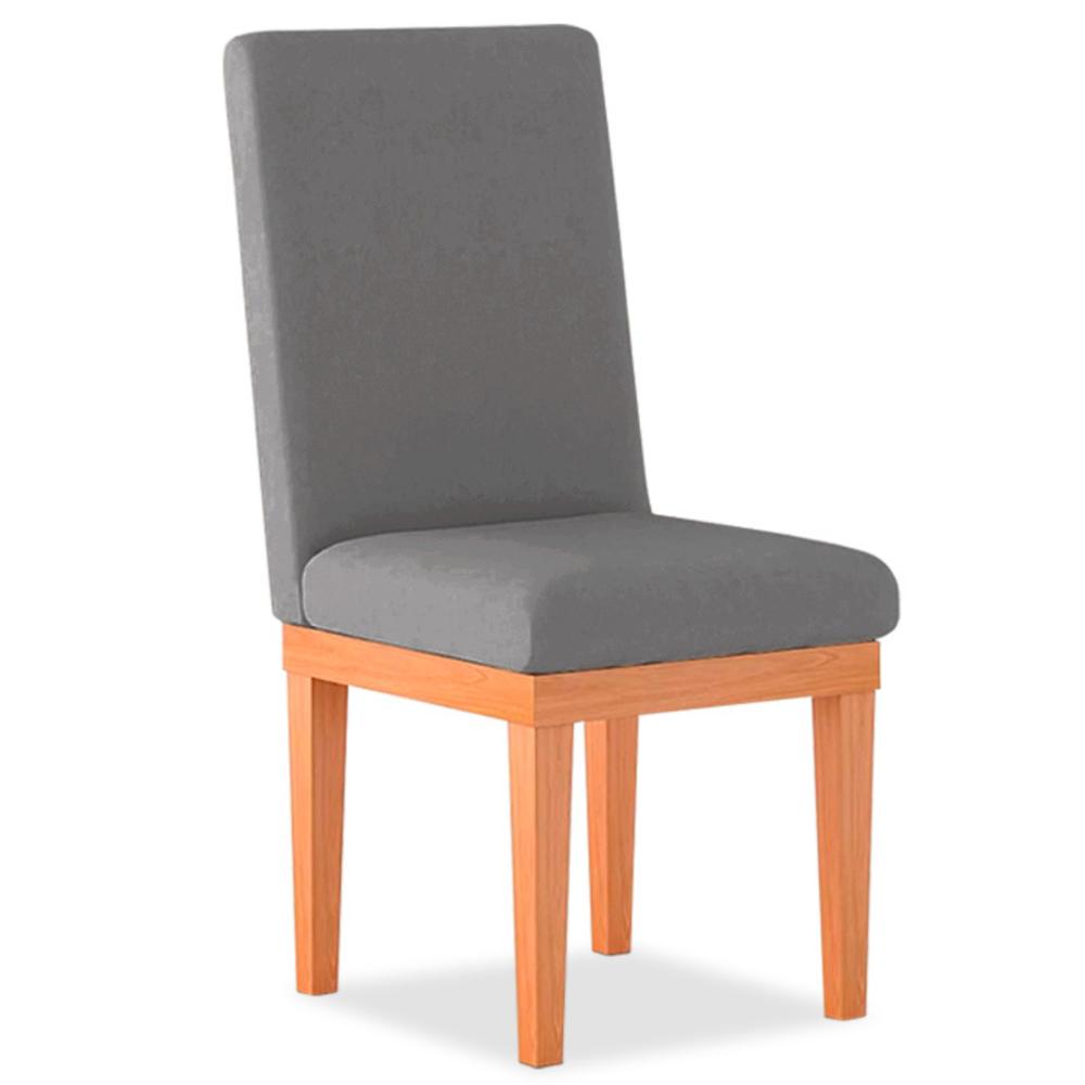 Cadeira de Jantar Alice Suede Cinza Madeira Estofados