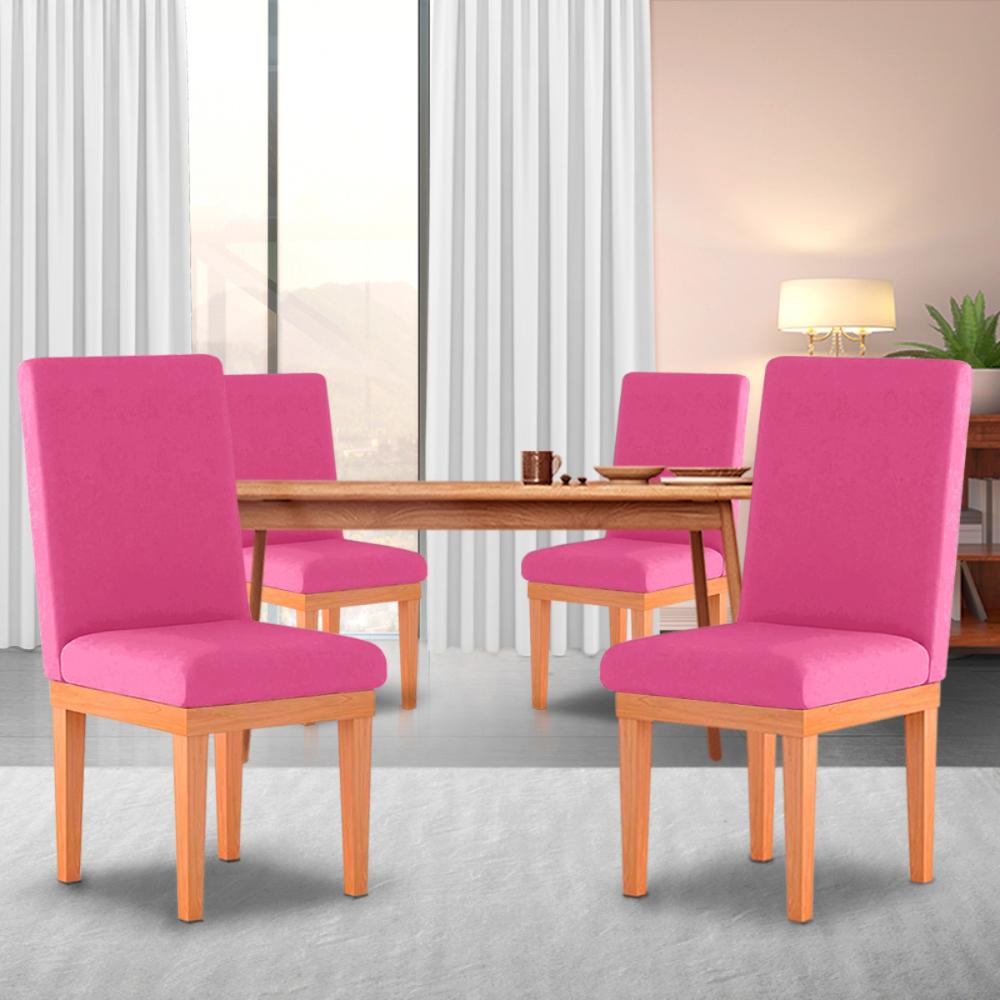 Cadeira de Jantar Alice Suede Rosa Madeira Estofados