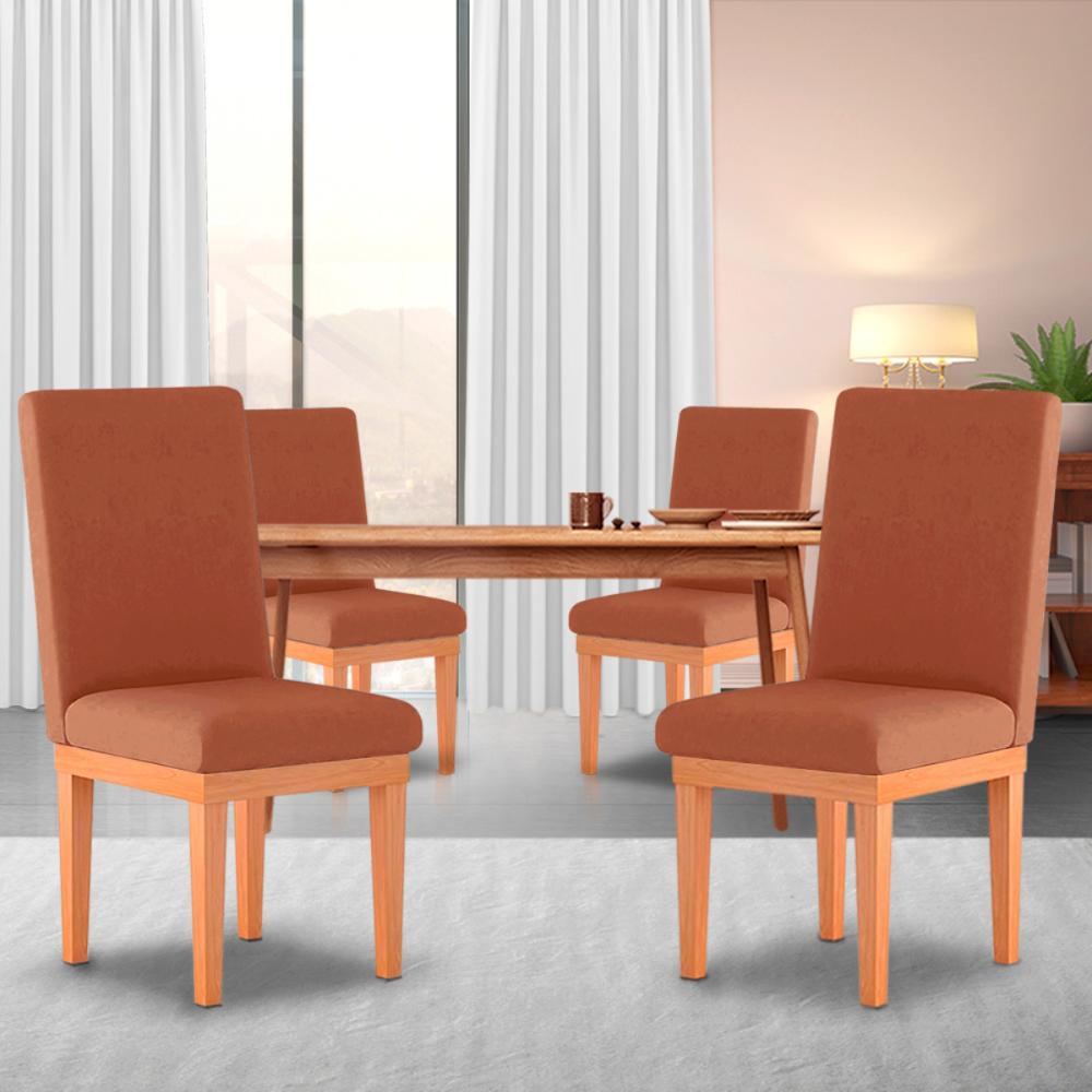 Cadeira de Jantar Alice Suede TerraCota Madeira Estofados