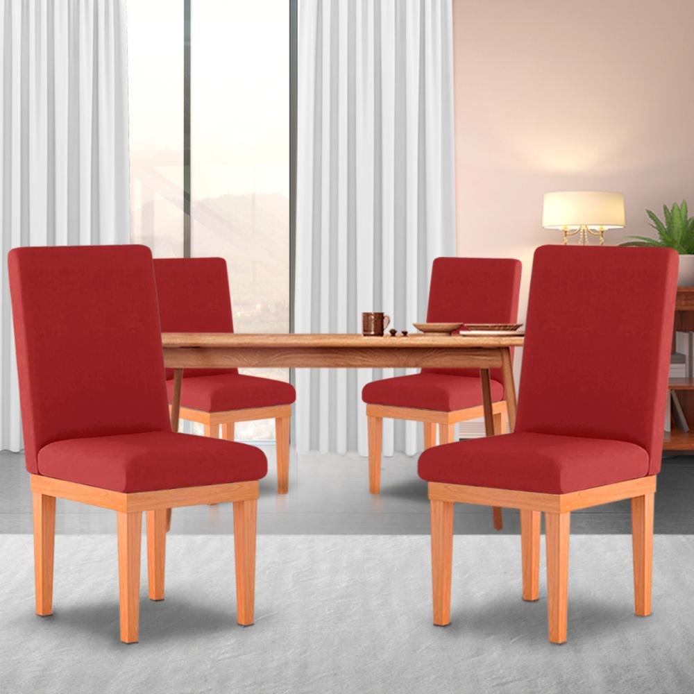 Cadeira de Jantar Alice Suede Vermelho Madeira Estofados