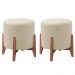 Kit 2 Puff Decorativo para Sala Thor Suede Bege Madeira Estofados