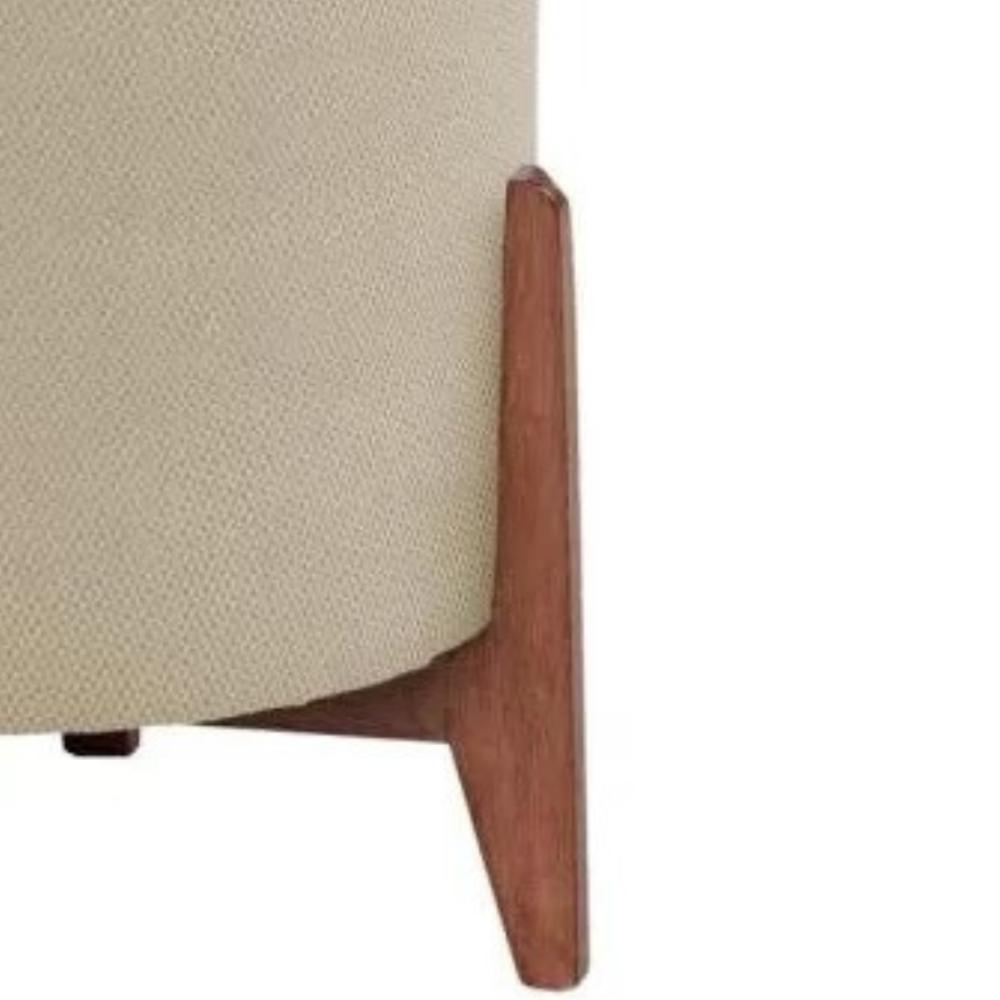 Kit 2 Puff Decorativo para Sala Thor Suede Bege Madeira Estofados