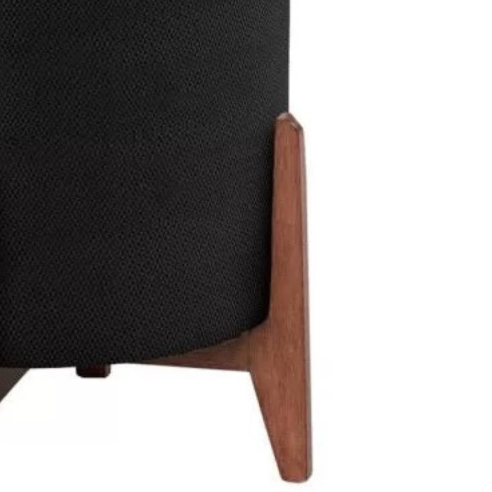 Kit 3 Puff Decorativo para Sala Thor Suede Preto Madeira Estofados
