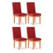 Kit 4 Cadeira de Jantar Alice Suede Vermelho Madeira Estofados