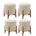 Kit 4 Puff Decorativo para Sala Thor Linho Bege Madeira Estofados