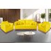 Kit Sofá 3 Lugares e Poltronas Sala de Estar Beny Suede Amarelo Madeira Estofados