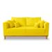 Kit Sofá 3 Lugares e Poltronas Sala de Estar Beny Suede Amarelo Madeira Estofados