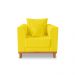 Kit Sofá 3 Lugares e Poltronas Sala de Estar Beny Suede Amarelo Madeira Estofados
