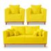 Kit Sofá 3 Lugares e Poltronas Sala de Estar Beny Suede Amarelo Madeira Estofados