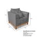Kit Sofá 3 Lugares e Poltronas Sala de Estar Beny Suede Madeira Estofados