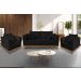 Kit Sofá 3 Lugares e Poltronas Sala de Estar Beny Suede Preto Madeira Estofados