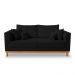 Kit Sofá 3 Lugares e Poltronas Sala de Estar Beny Suede Preto Madeira Estofados