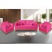 Kit Sofá 3 Lugares e Poltronas Sala de Estar Beny Suede Rosa Madeira Estofados