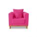 Kit Sofá 3 Lugares e Poltronas Sala de Estar Beny Suede Rosa Madeira Estofados