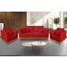Kit Sofá 3 Lugares e Poltronas Sala de Estar Beny Suede Vermelho Madeira Estofados