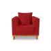 Kit Sofá 3 Lugares e Poltronas Sala de Estar Beny Suede Vermelho Madeira Estofados