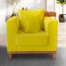 Poltrona Sala de Estar Beny Suede Amarelo Com Almofadas Decorativas Madeira Estofados