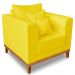 Poltrona Sala de Estar Beny Suede Amarelo Com Almofadas Decorativas Madeira Estofados