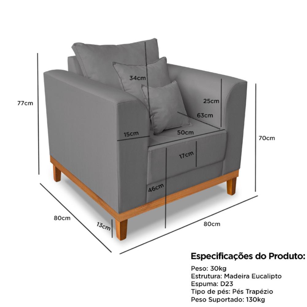 Poltrona Sala de Estar Beny Suede Amarelo Com Almofadas Decorativas Madeira Estofados