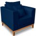 Poltrona Sala de Estar Beny Suede Azul Com Almofadas Decorativas Madeira Estofados