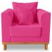 Poltrona Sala de Estar Beny Suede Pink Com Almofadas Decorativas Madeira Estofados