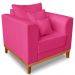 Poltrona Sala de Estar Beny Suede Pink Com Almofadas Decorativas Madeira Estofados