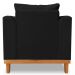 Poltrona Sala de Estar Beny Suede Preto Com Almofadas Decorativas Madeira Estofados