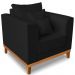 Poltrona Sala de Estar Beny Suede Preto Com Almofadas Decorativas Madeira Estofados