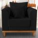 Poltrona Sala de Estar Beny Suede Preto Com Almofadas Decorativas Madeira Estofados