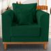 Poltrona Sala de Estar Beny Suede Verde Com Almofadas Decorativas Madeira Estofados