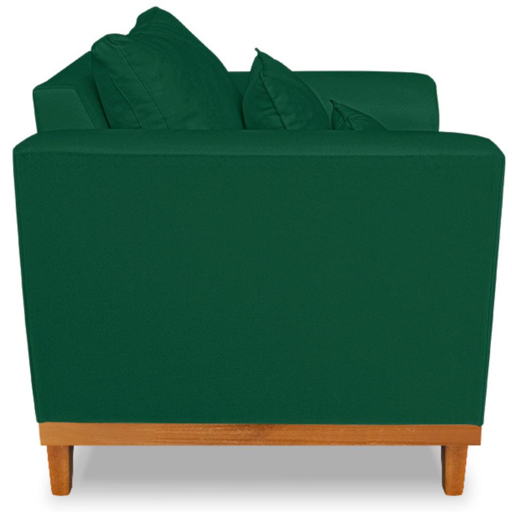 Poltrona Sala de Estar Beny Suede Verde Com Almofadas Decorativas Madeira Estofados