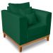 Poltrona Sala de Estar Beny Suede Verde Com Almofadas Decorativas Madeira Estofados