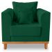 Poltrona Sala de Estar Beny Suede Verde Com Almofadas Decorativas Madeira Estofados