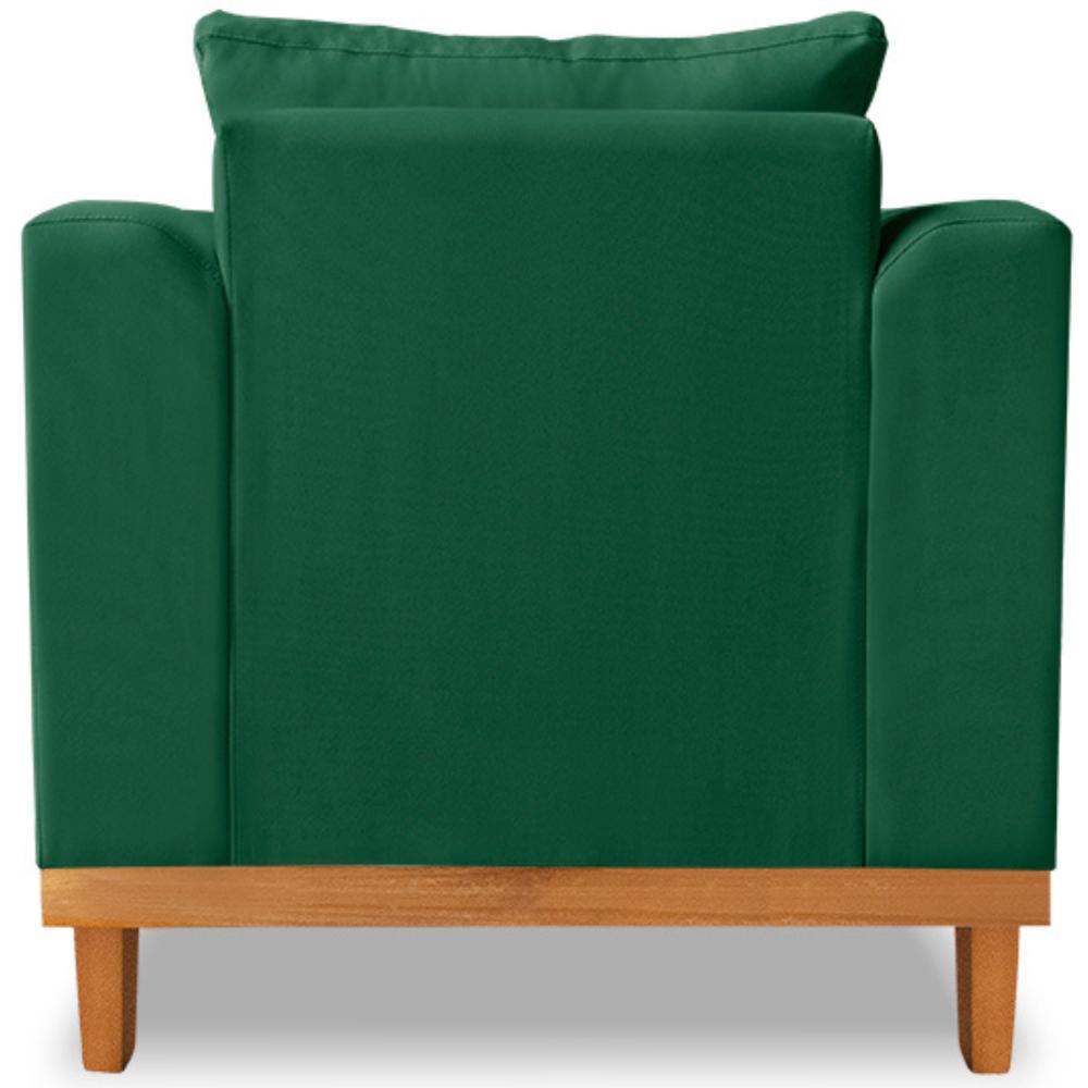 Poltrona Sala de Estar Beny Suede Verde Com Almofadas Decorativas Madeira Estofados