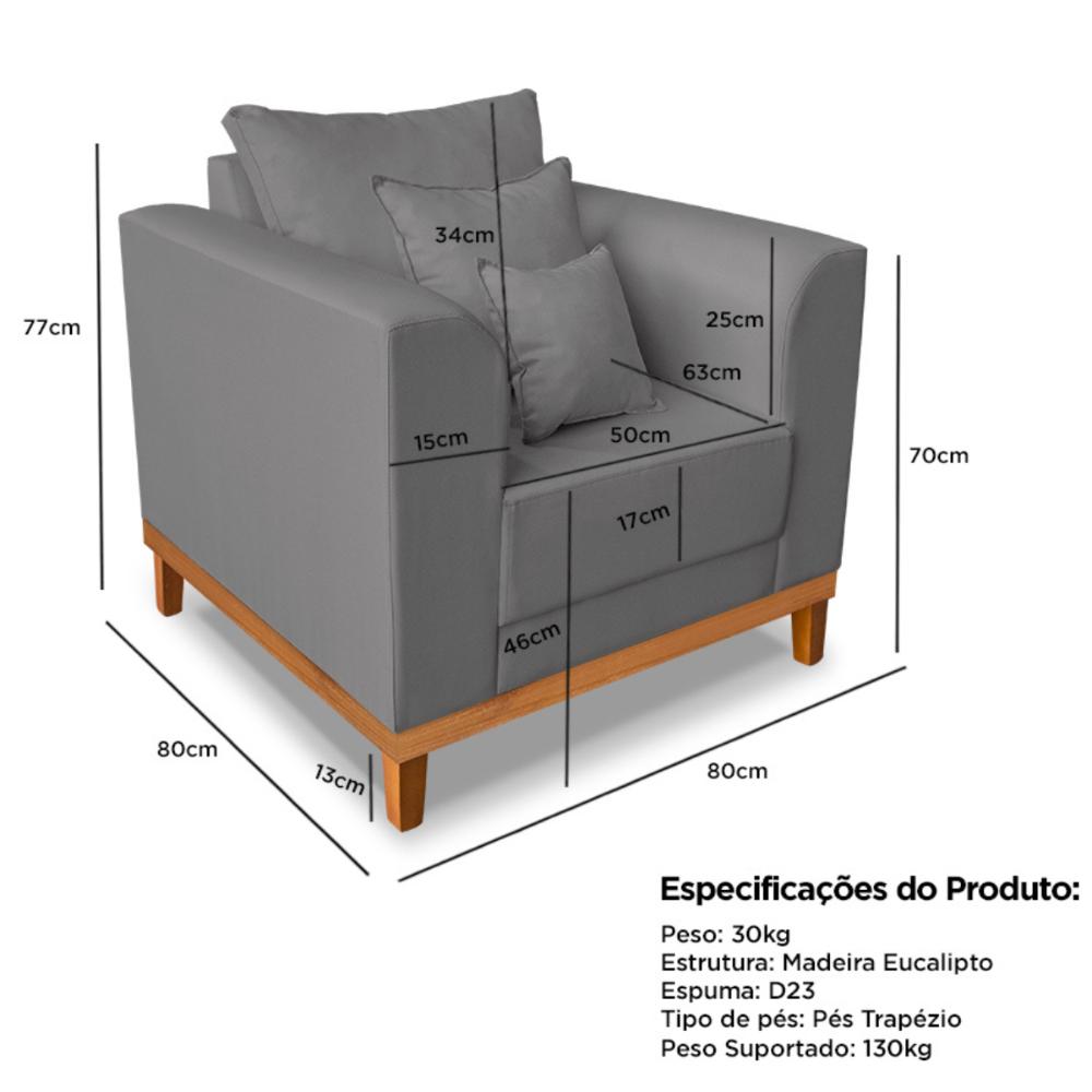 Poltrona Sala de Estar Beny Suede Verde Com Almofadas Decorativas Madeira Estofados
