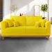 Sofá 3 Lugares Retro Sala de Estar Beny Suede Amarelo Madeira Estofados